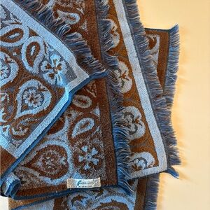 Charming as hell vintage Fieldcrest baby blue and coffee brown hand/bath towels